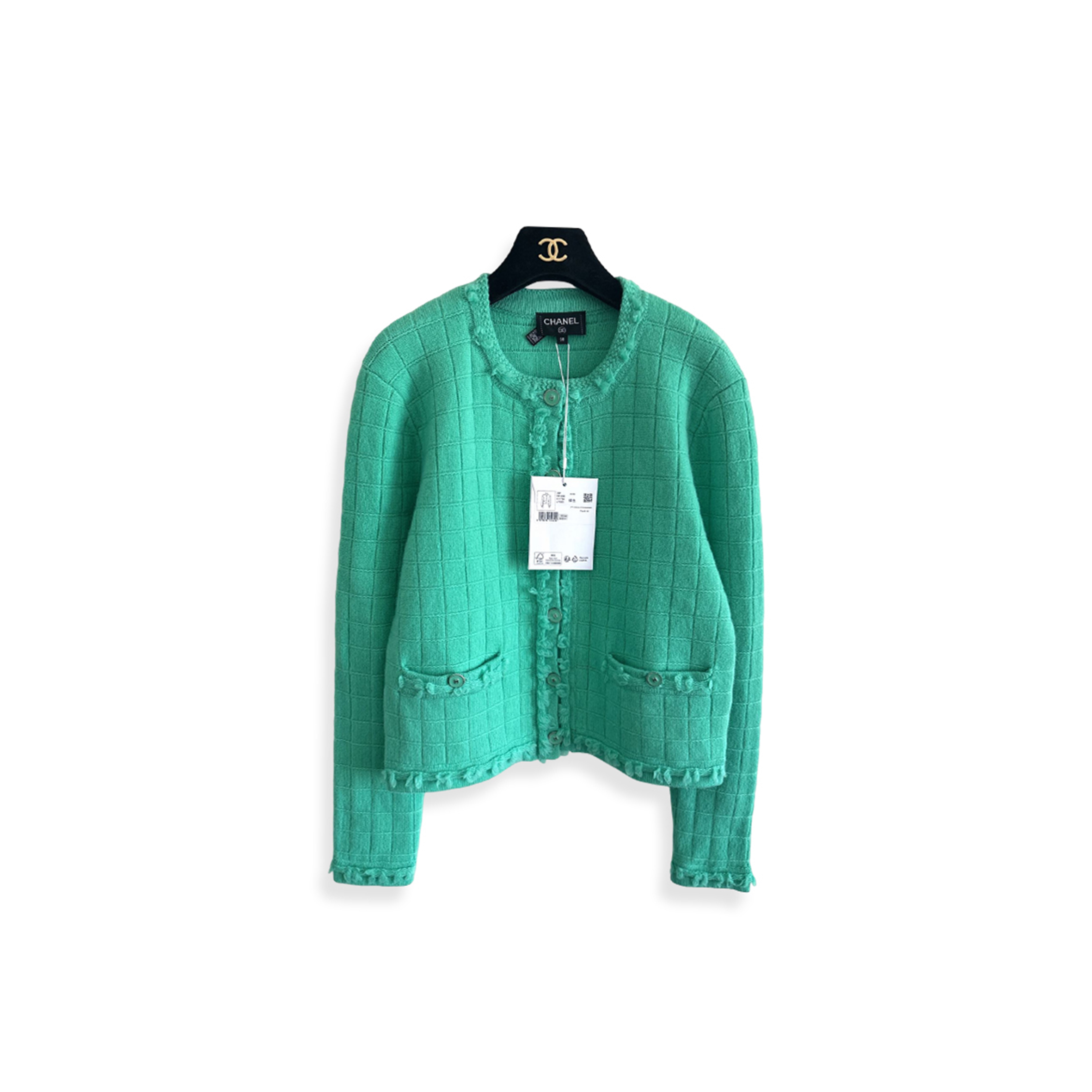 CHANEL JACKET CASHMERE LIGHT GREEN P81296